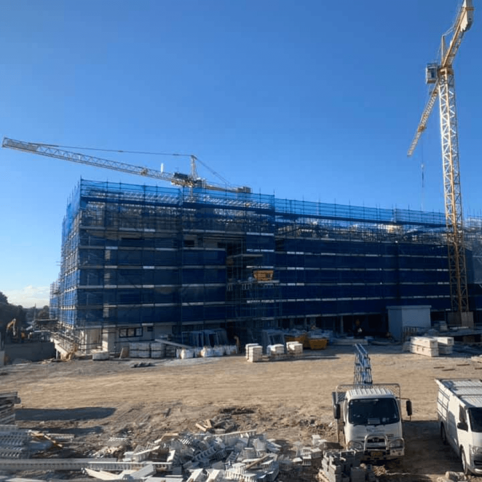 Scaffold platforms supporting residential construction in Greenacre