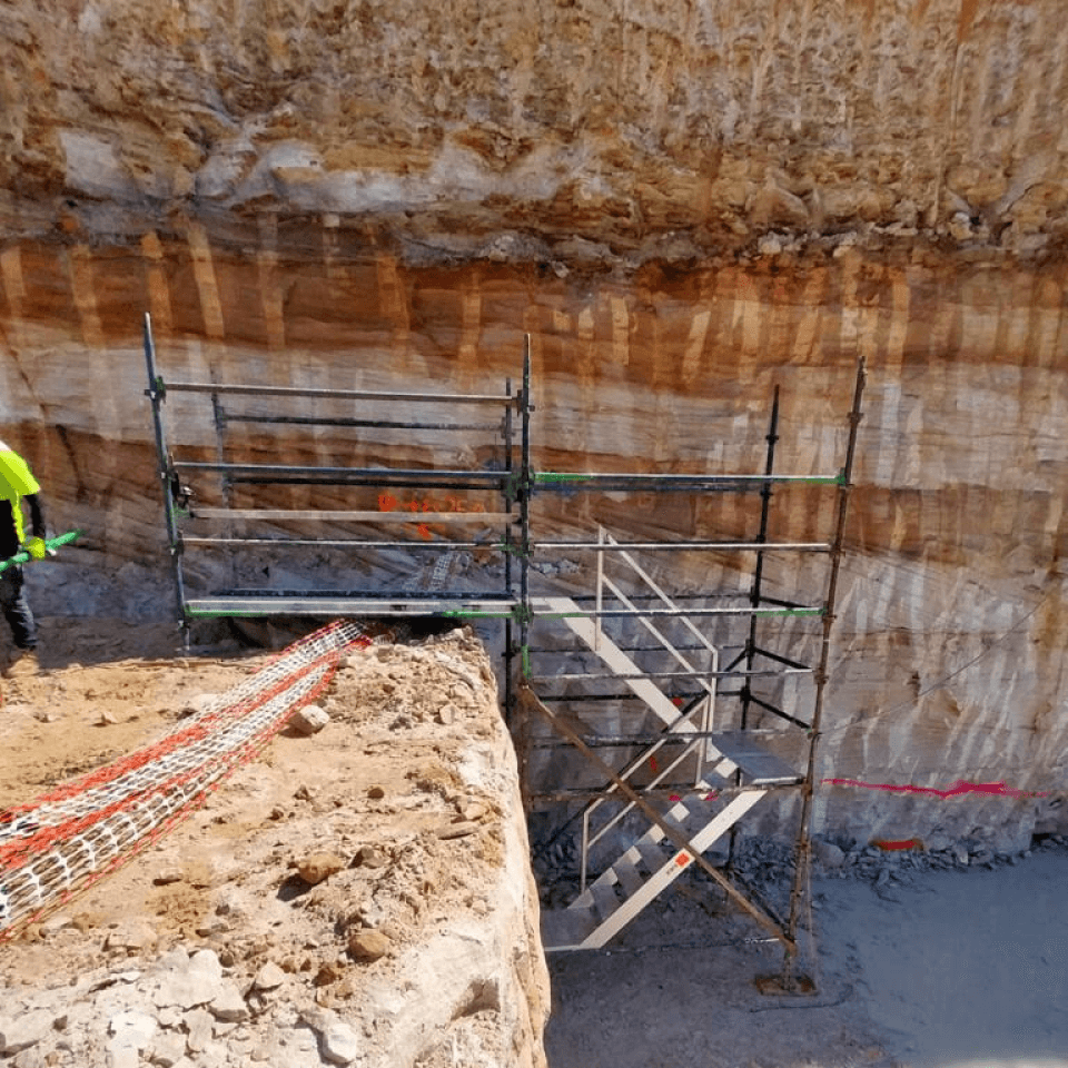 Wide view of scaffolding supporting construction works at North Kellyville