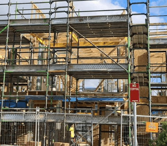 Scaffolding installed around a residential construction site in Sydney