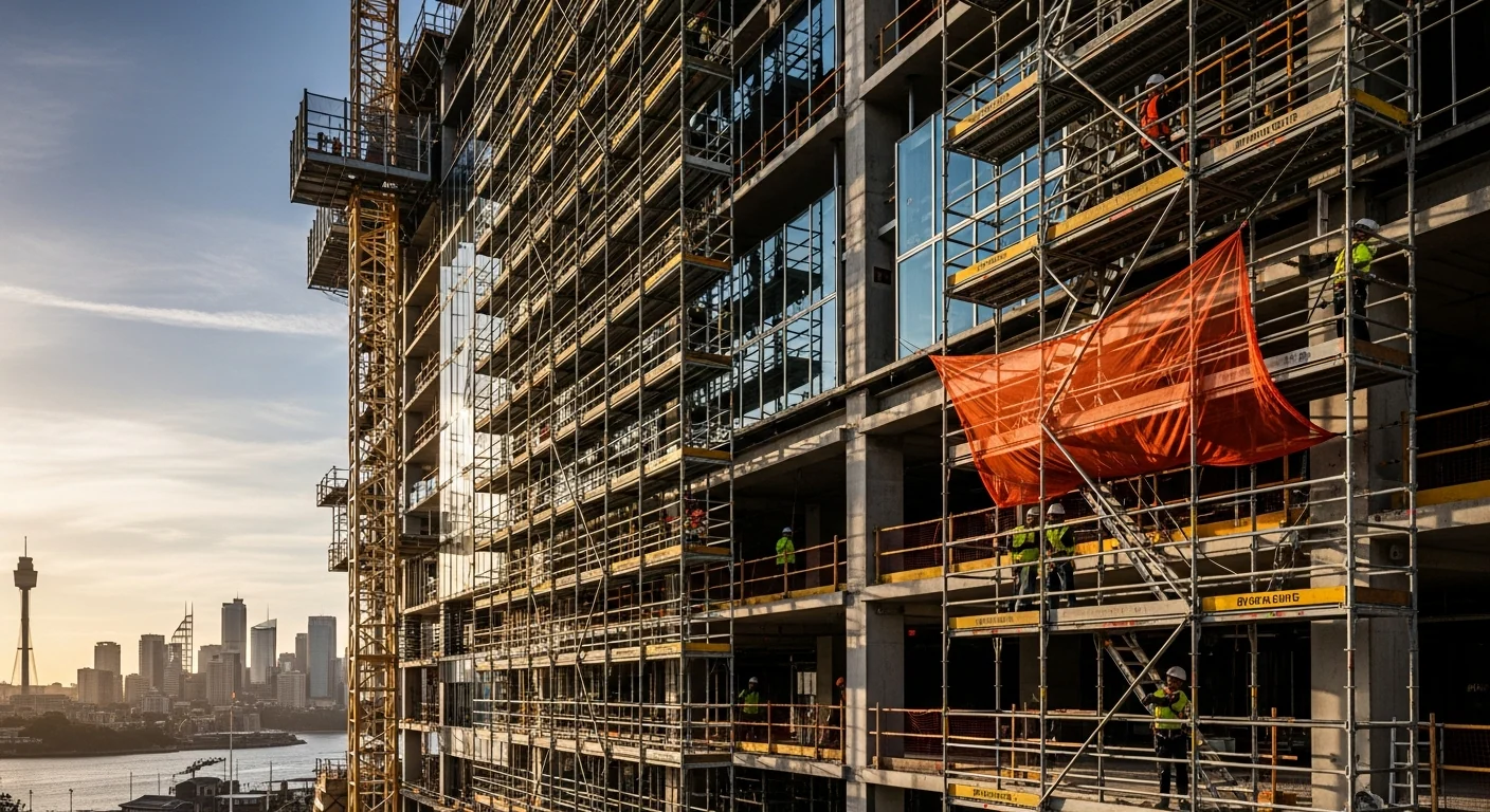Scaffolding structure on a modern Sydney construction site