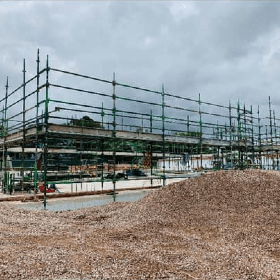 Side elevation scaffolding on the Cambridge Park project