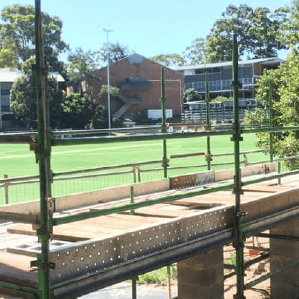 Scaffold access around the Chatswood Public School project