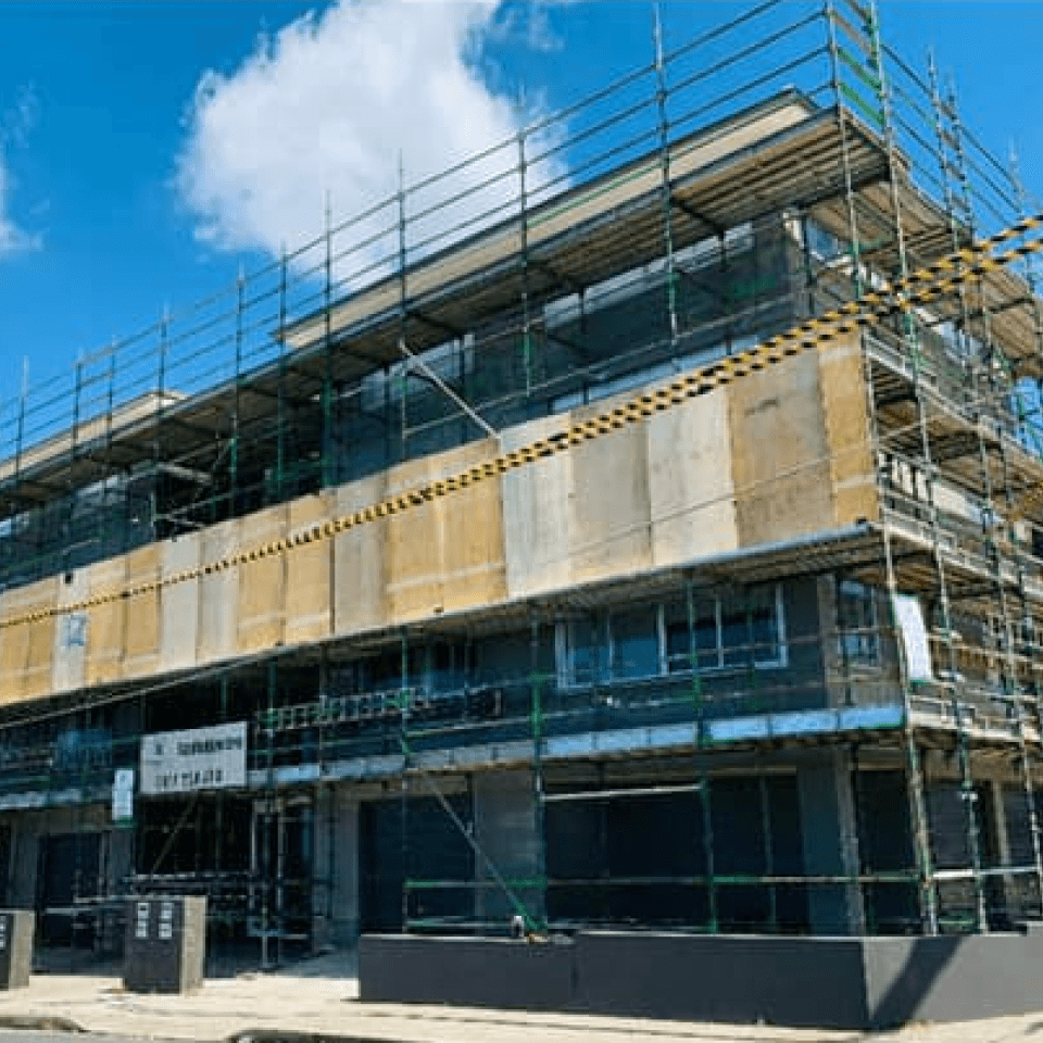 Scaffold platforms supporting remedial works at Clovelly Beach