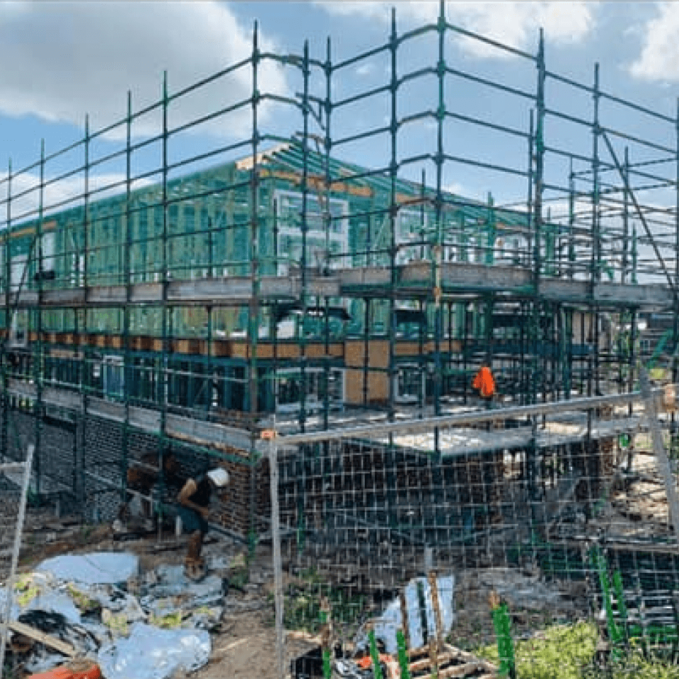 Scaffolding installed around a prestige residential home in North Kellyville