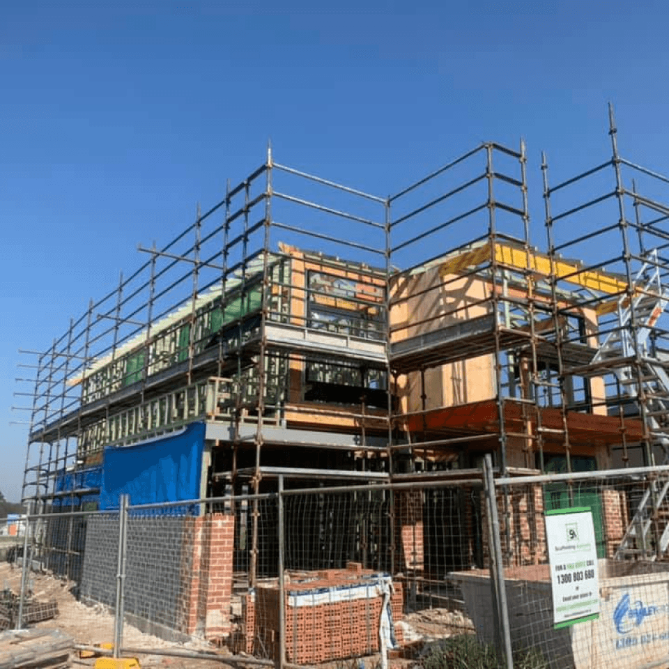 Elevated scaffolding platforms on the Kellyville subdivision