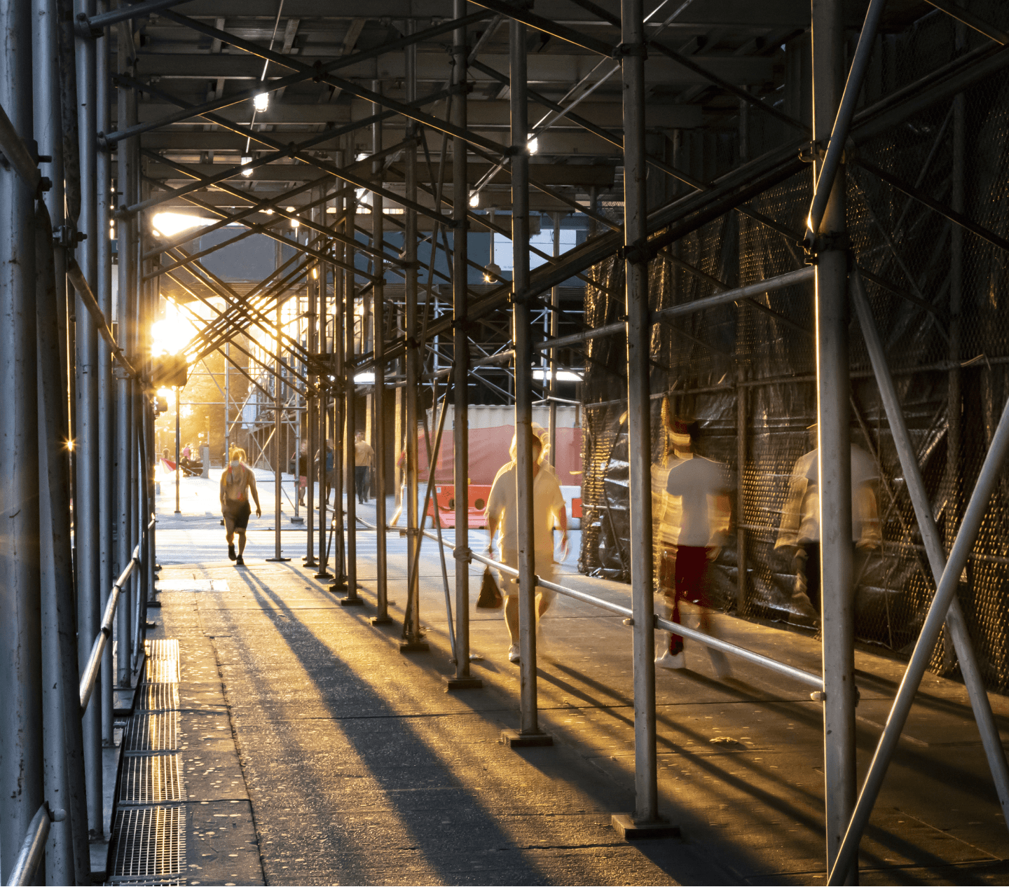 Specialised scaffolding and facade support installed on a building